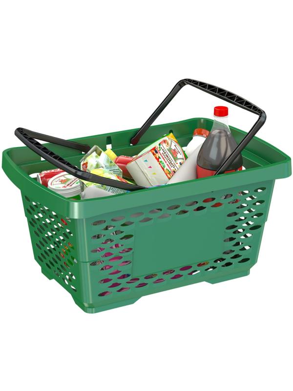 Корзина покупательская EVR_JAZZ 410262 пластик зеленый 28л усилен. дно 2руч