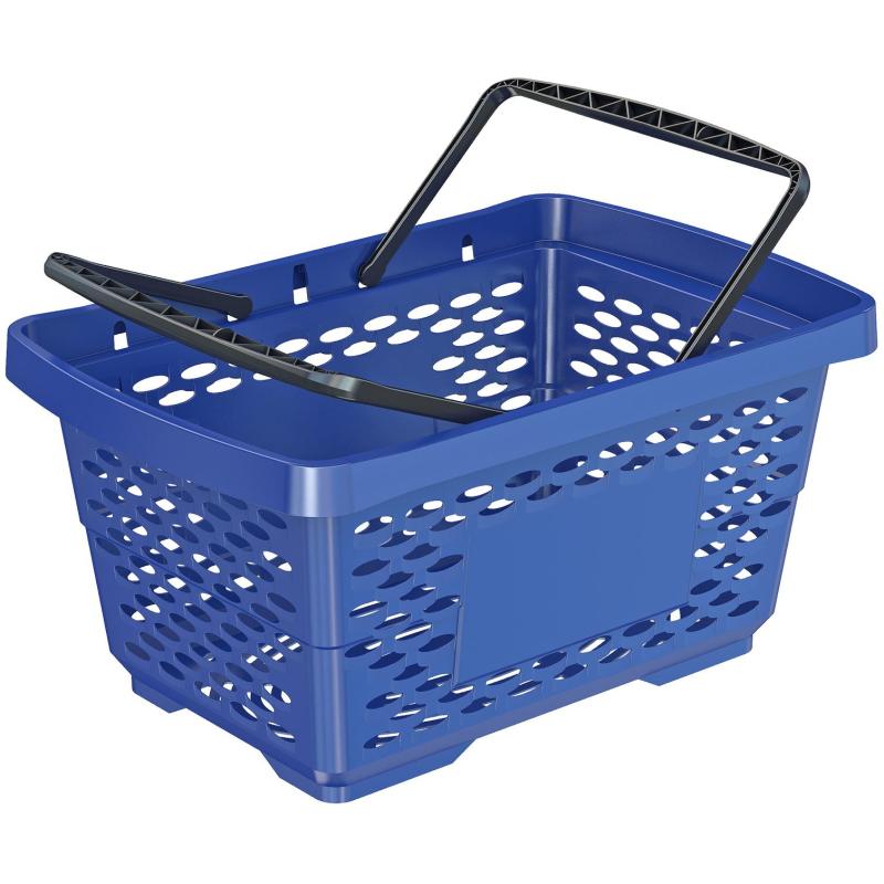 Корзина покупательская EVR_JAZZ 410261пластик синий 28л усилен. дно 2 руч