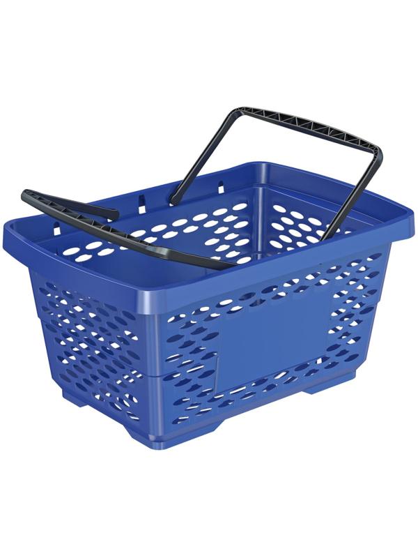 Корзина покупательская EVR_JAZZ 410261пластик синий 28л усилен. дно 2 руч