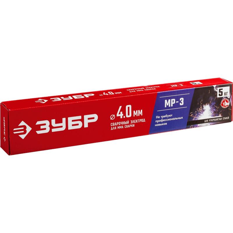 Электроды ЗУБР МР-3 рутил, d4.0х450мм, 5кг, коробка (40015-4.0)