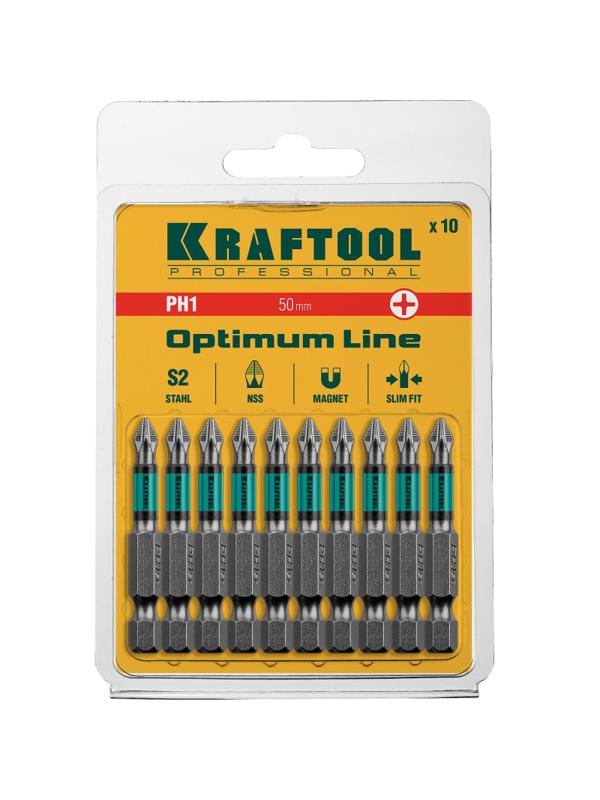 Бита KRAFTOOL Optimum Line PH1, 50 мм, тип E, 10 шт/уп (26122-1-50-10)