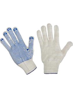 Перчатки защитные трикотажн ПВХ Точка 5нитей 48-50гр 10кл 300пар/уп(белые)