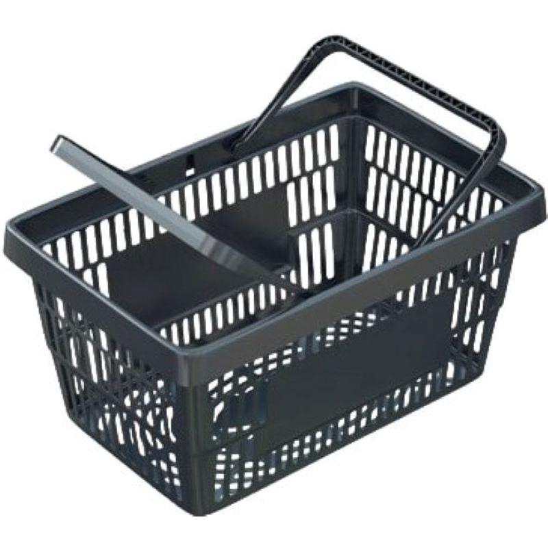 Корзина покупательская EVR_ROCK пластик.усилен. с 2 пл.ручками 20л., черный