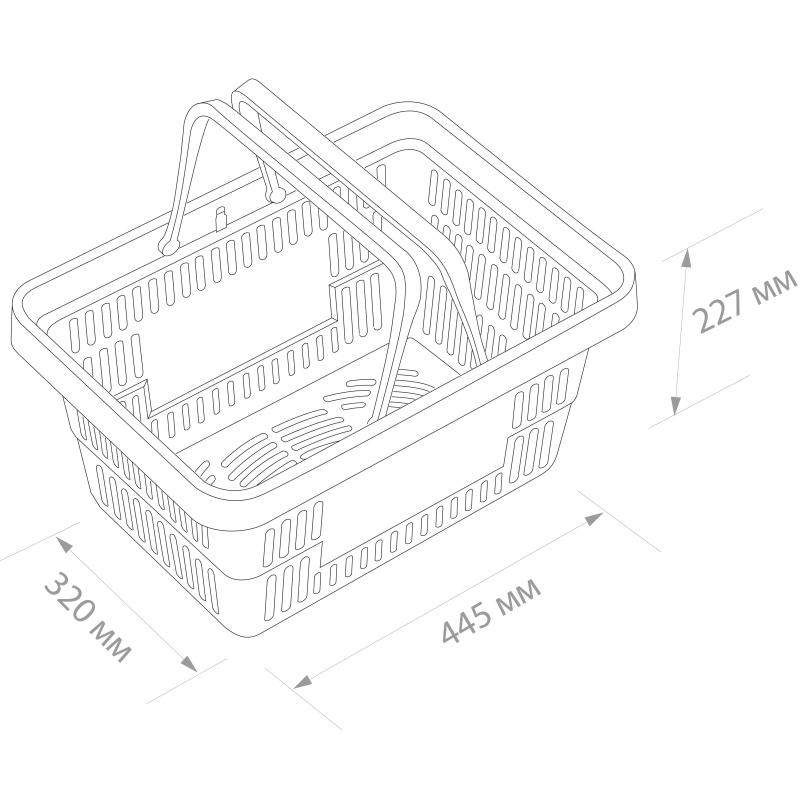 Корзина покупательская EVR_ROCK пластик.усилен. с 2 пл.ручками 20л., черный