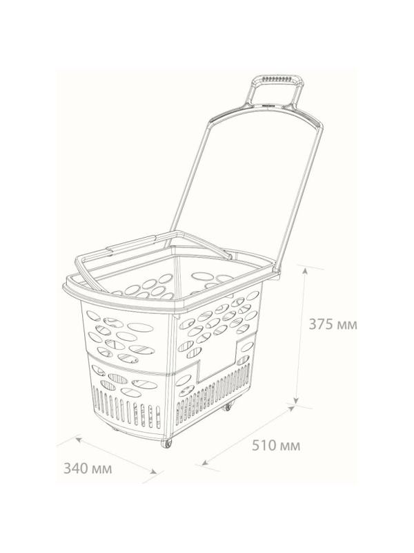 Корзина-тележка покупательская EVR_TECHNO пласт. с 2 пл.ручками,38л.,черный