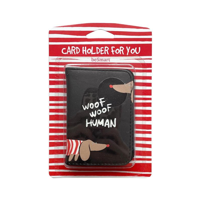 Обложка д/проезд.билета,Be Smart,77х100мм,иск.кожа,Hey human,таксы,N3114