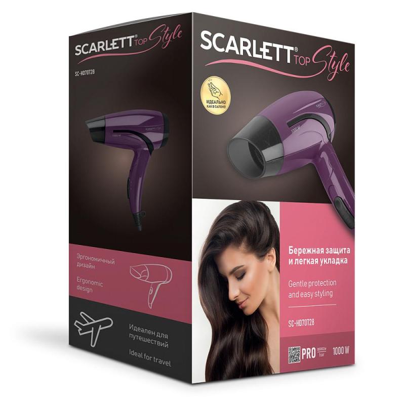 Фен SCARLETT SC-HD70T28, 1000Вт, фиолетовый