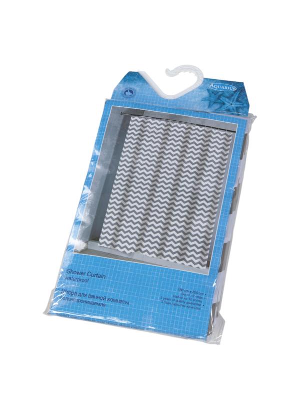 Штора для ванной и душа текстильная Геометрия 180х200см, цв. серый, 67432