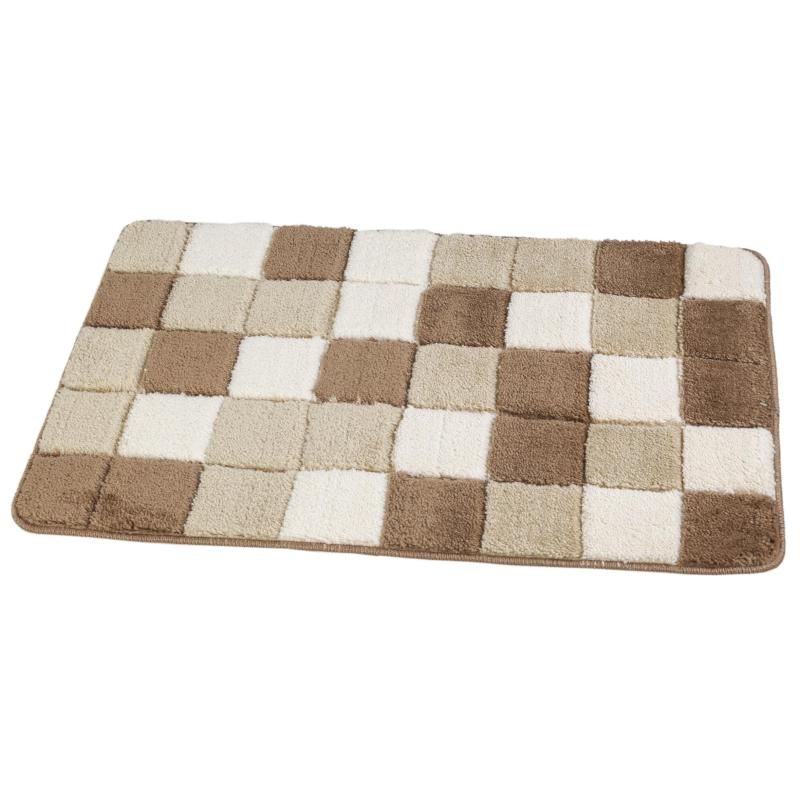 Коврик для ванной комнаты Шахматы 55х90см, цв. бежево-коричневый, 66610