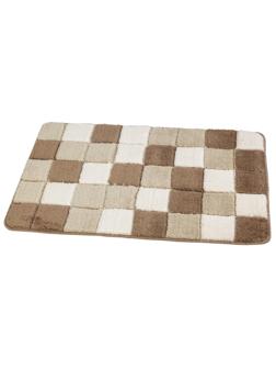 Коврик для ванной комнаты Шахматы 55х90см, цв. бежево-коричневый, 66610