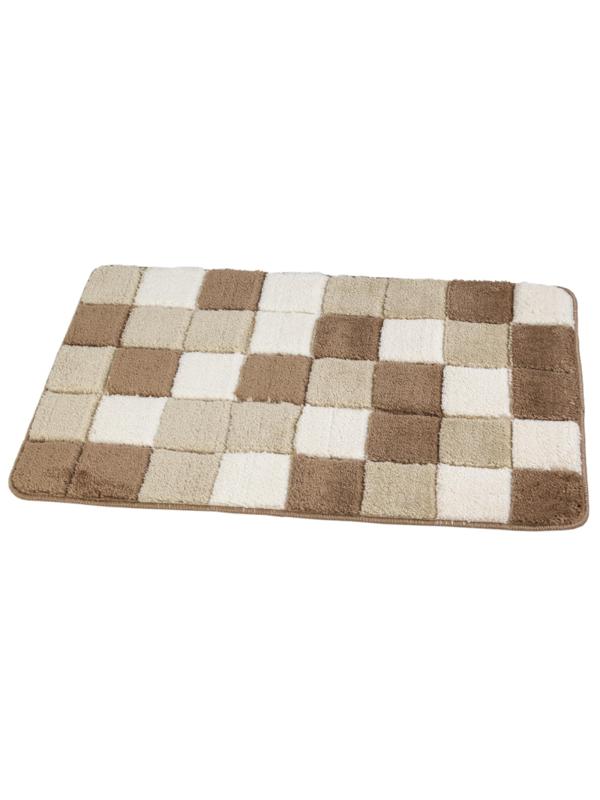 Коврик для ванной комнаты Шахматы 55х90см, цв. бежево-коричневый, 66610