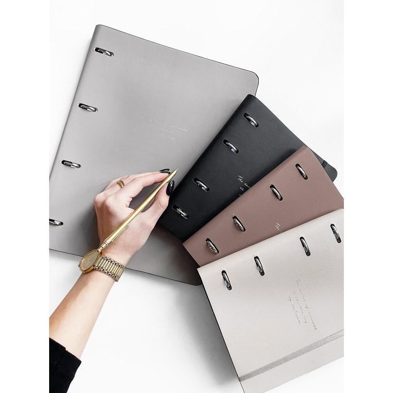 Тетрадь со сменным блоком А4,120л,Infolio Study,Quote,иск.кож,серый,N3824