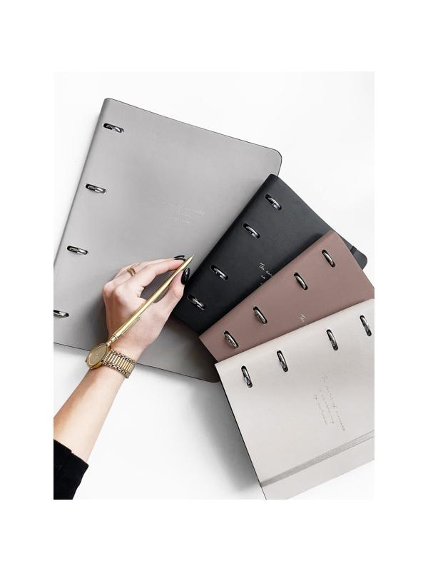 Тетрадь со сменным блоком А4,120л,Infolio Study,Quote,иск.кож,серый,N3824