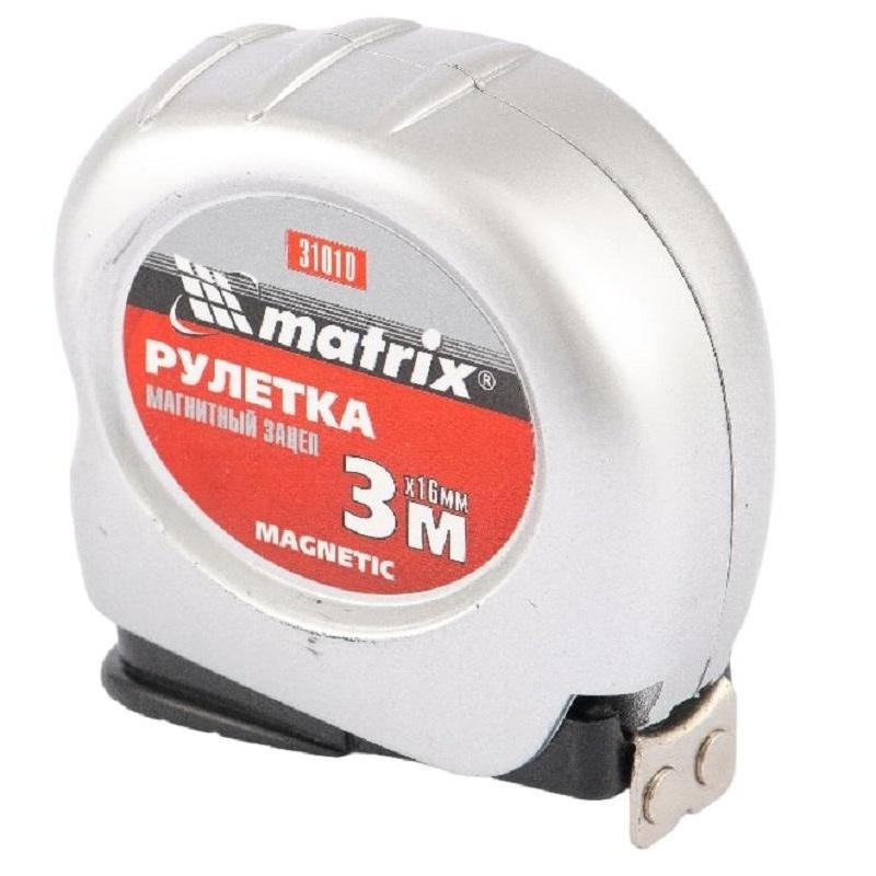 Рулетка Magnetic, 3 м х 16 мм, магнитный зацеп Matrix 31010