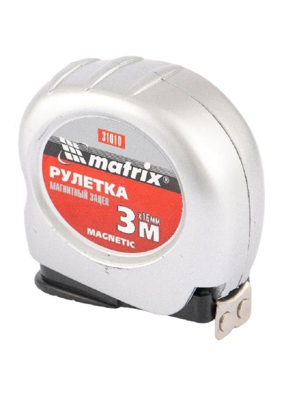 Рулетка Magnetic, 3 м х 16 мм, магнитный зацеп Matrix 31010