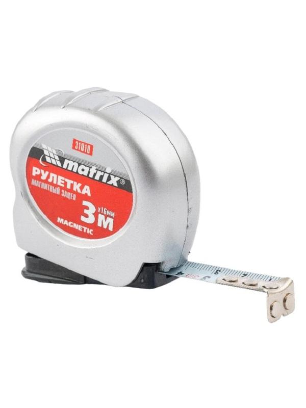 Рулетка Magnetic, 3 м х 16 мм, магнитный зацеп Matrix 31010