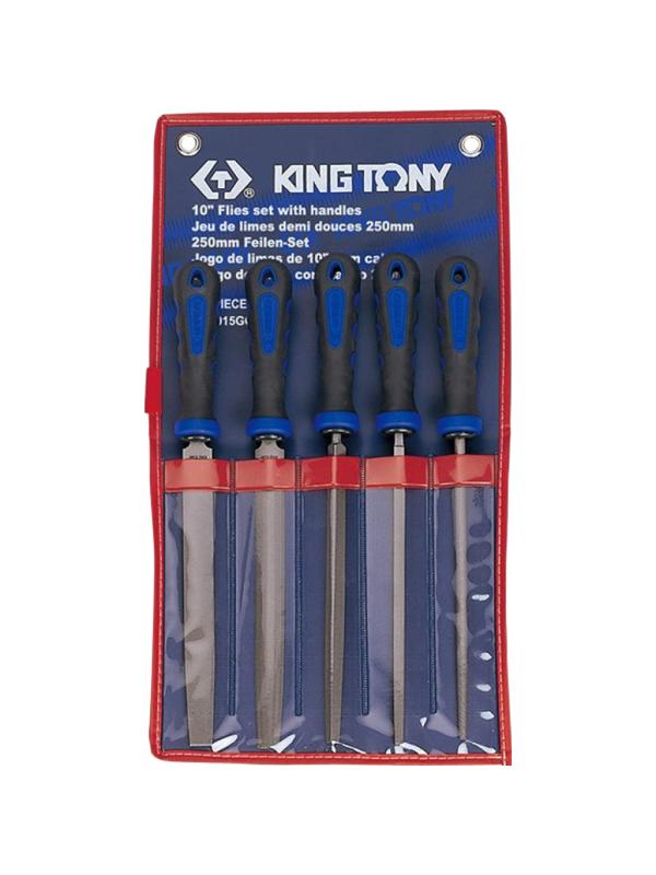 Набор напильников 250 мм,двухкомпонент рукоятки,5предметов,KING TONY 1015GQ