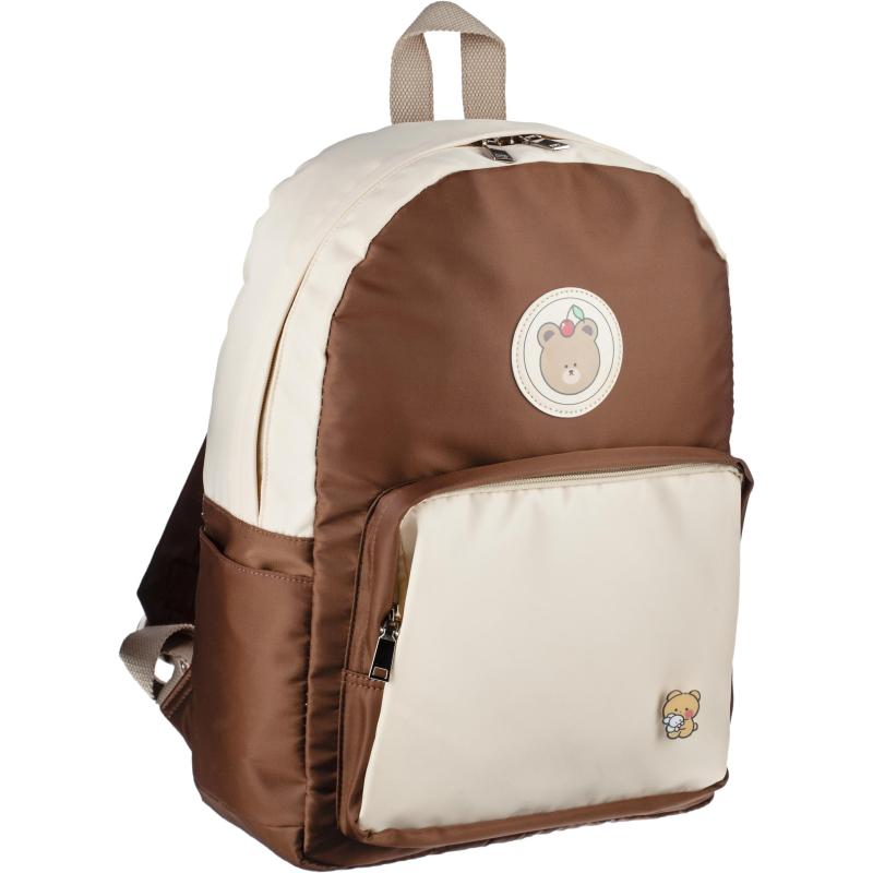 Рюкзак №1School  бежевый эмблема мишка