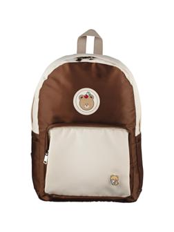 Рюкзак №1School  бежевый эмблема мишка