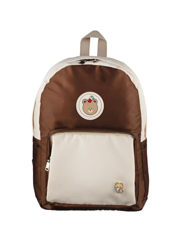 Рюкзак №1School  бежевый эмблема мишка
