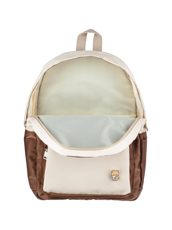 Рюкзак №1School  бежевый эмблема мишка