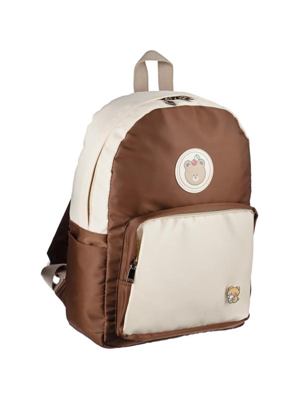 Рюкзак №1School  бежевый эмблема мишка
