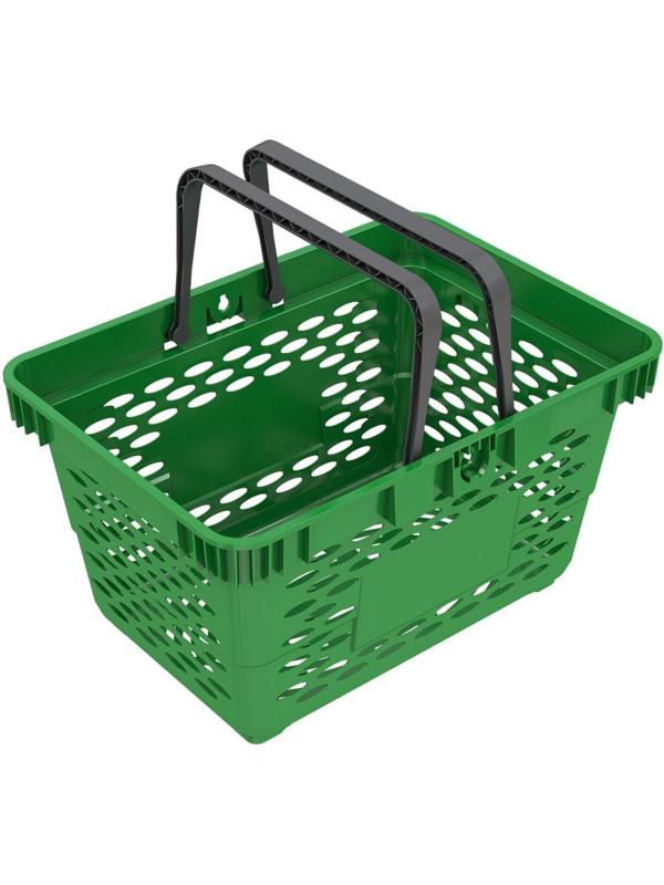 Корзина покупательская EVR_CLASSIC пластик., с 2-мя пл.ручками 20л.,зеленый