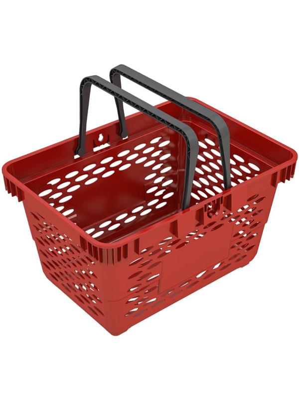Корзина покупательская EVR_CLASSIC пластик., с 2-мя пл.ручками 20л.,красный