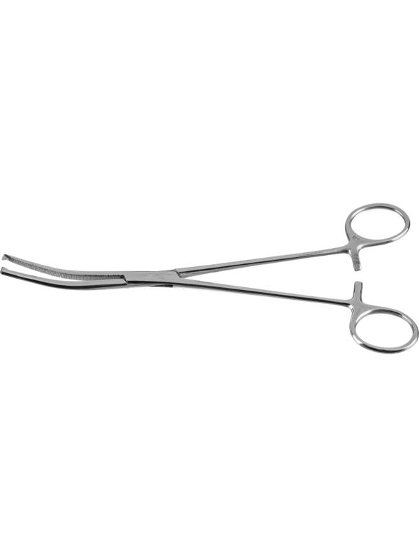 Зажим кровоостанавливающий 1х2 зубый зубчатый изогнутый № 3, 198 мм З-199