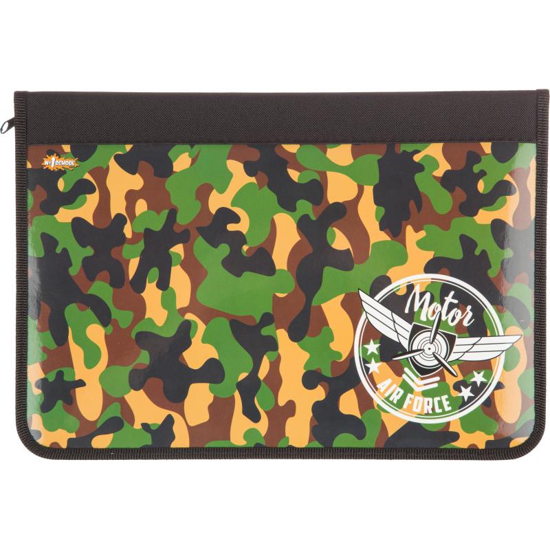 Папка для труда №1School Military А4,резинки, ткань/ламин.,340х235х30,ПТ-Р4