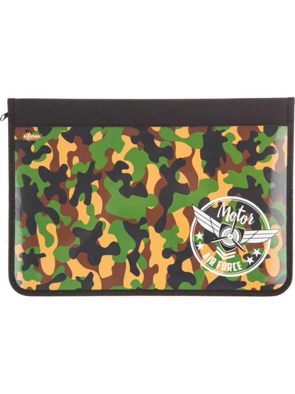 Папка для труда №1School Military А4,резинки, ткань/ламин.,340х235х30,ПТ-Р4