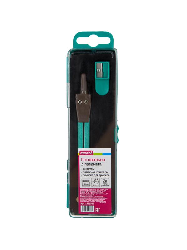 Готовальня Attache BF-A6 3пр/наб,циркуль 129мм,мятный,пласт.пенал,европодв