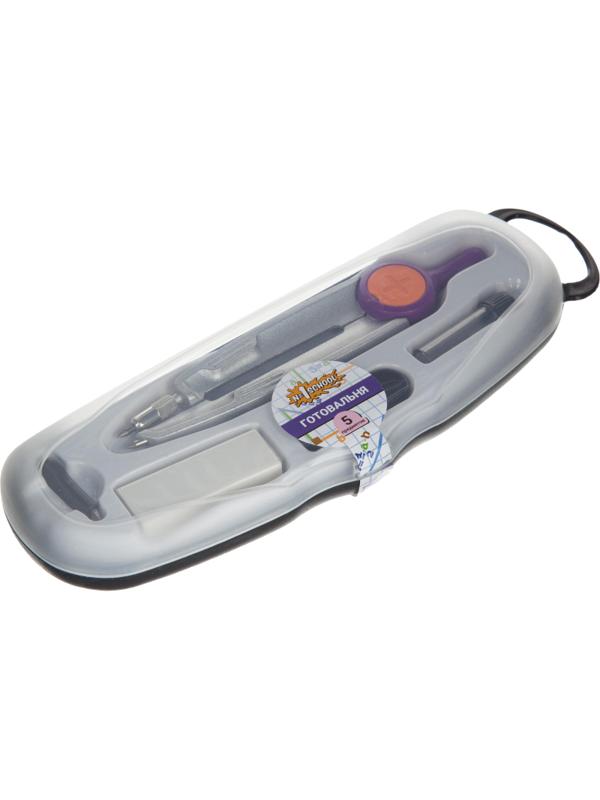 Готовальня №1School 5 пр/наб циркуль 120мм  фиолетов/роз пласт.пенал S50005