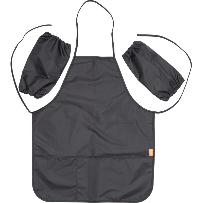 Фартук для труда №1School 535x445 мм  2 кармана, нарукавники, Черный ФН 45