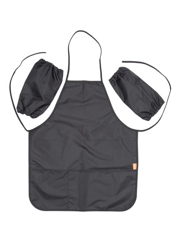 Фартук для труда №1School 535x445 мм  2 кармана, нарукавники, Черный ФН 45