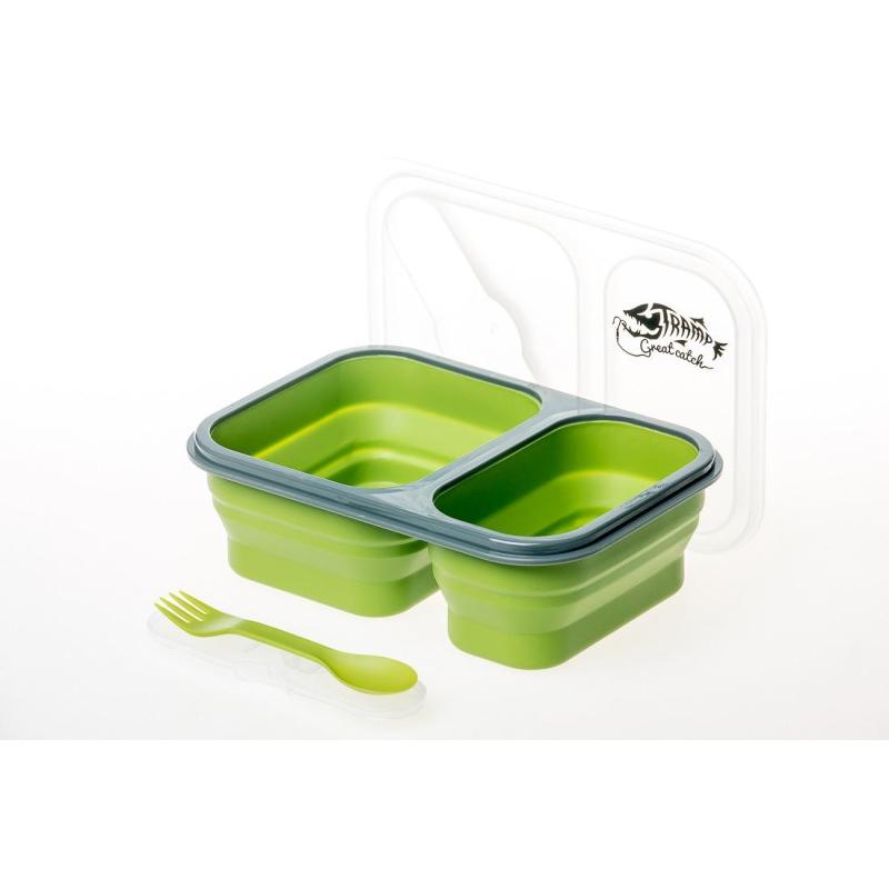 Контейнер Tramp силиконовый 2 отсека с ловилкой, TRC-090