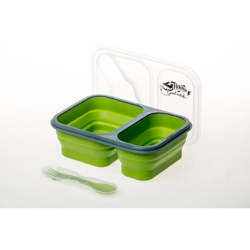 Контейнер Tramp силиконовый 2 отсека с ловилкой, TRC-090