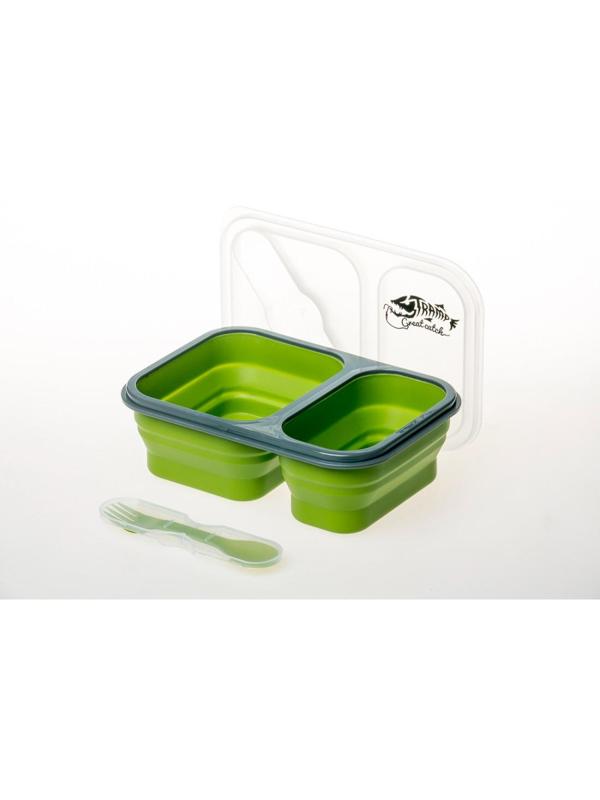 Контейнер Tramp силиконовый 2 отсека с ловилкой, TRC-090