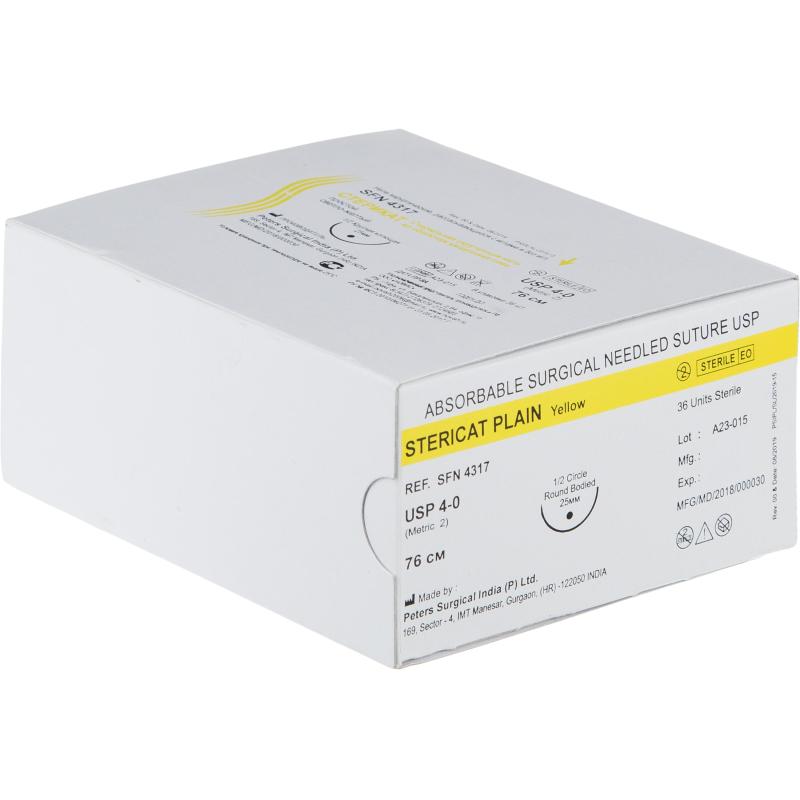 Шовный материал Стерикат прост 76см 1/2 круг.кол. 25мм4-0(2)36шт/уп SFN4317