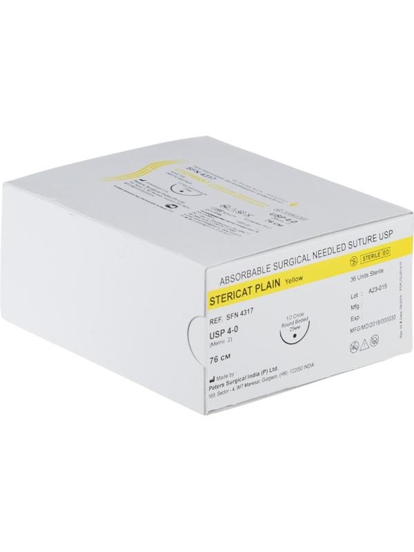Шовный материал Стерикат прост 76см 1/2 круг.кол. 25мм4-0(2)36шт/уп SFN4317