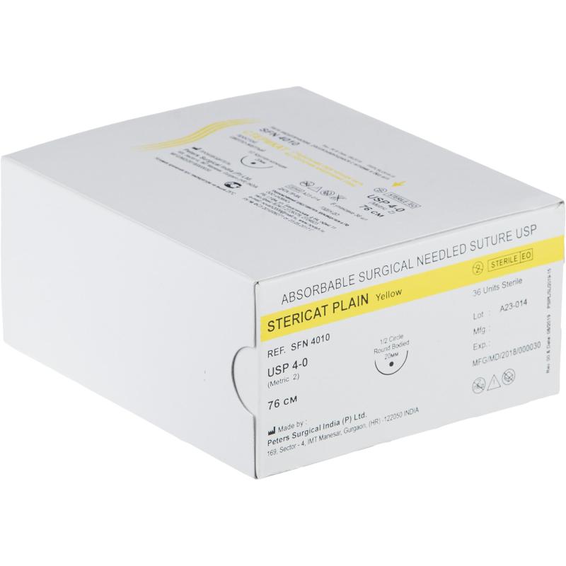 Шовный материал Стерикат прост 76см 1/2 круг.кол.20мм 4-0(2)36шт/уп SFN4010
