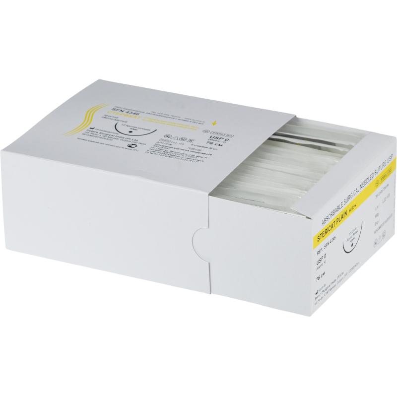 Шовный материал Стерикат прост 76 см круг.кол.1/2 40 мм 0 (4)36шт/упSFN4346