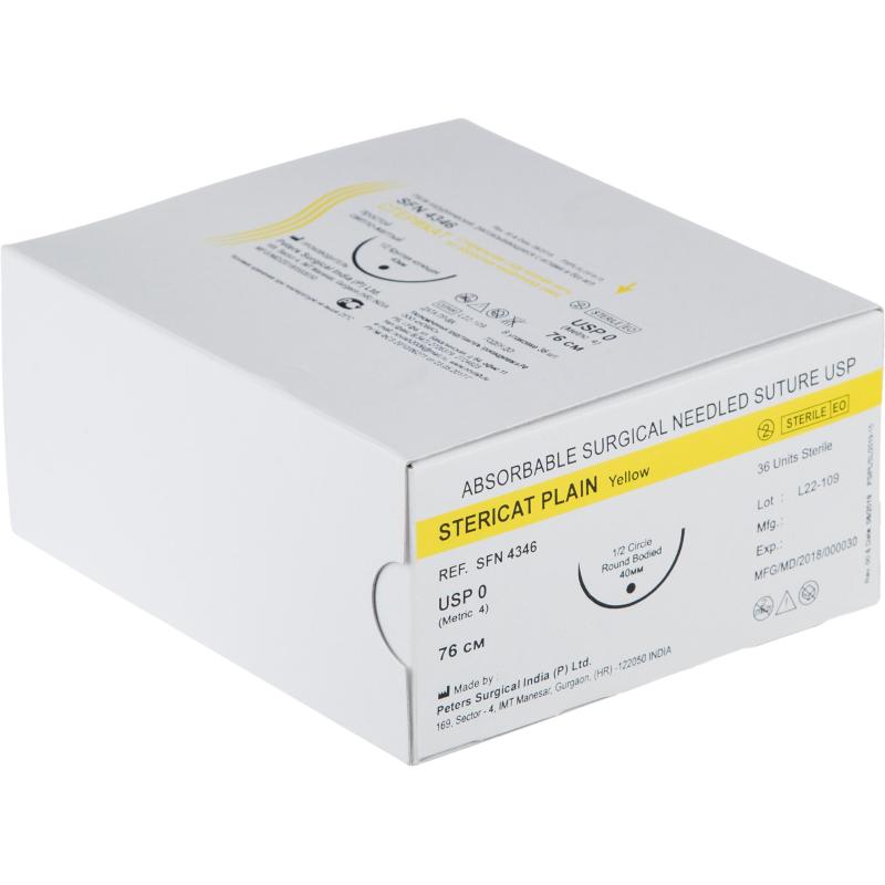 Шовный материал Стерикат прост 76 см круг.кол.1/2 40 мм 0 (4)36шт/упSFN4346