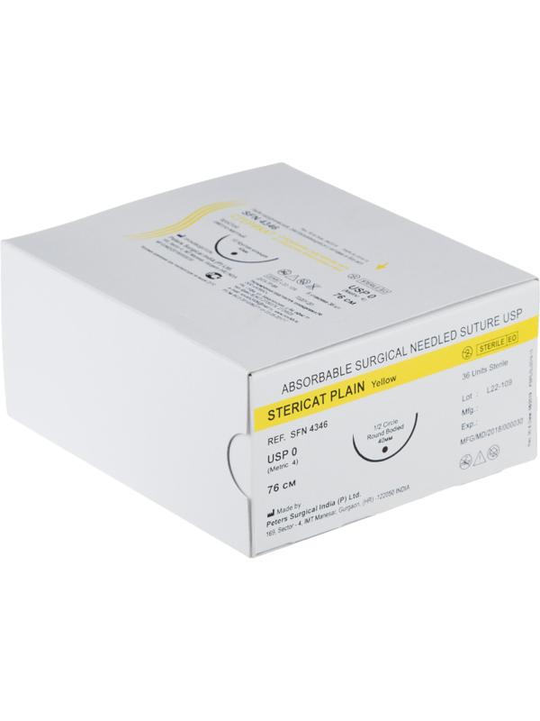 Шовный материал Стерикат прост 76 см круг.кол.1/2 40 мм 0 (4)36шт/упSFN4346