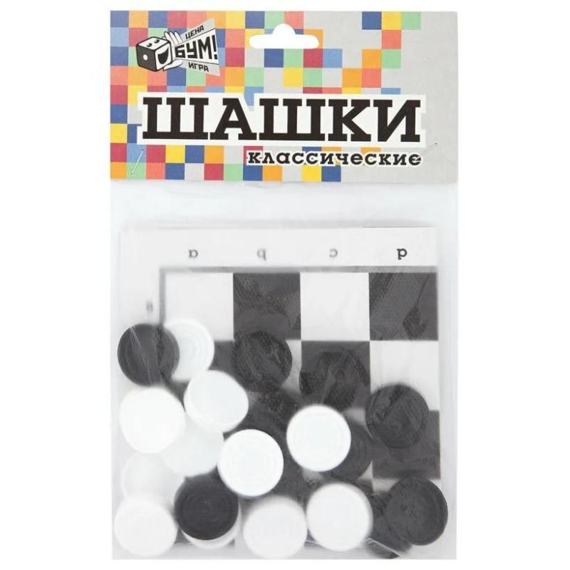 Настольная игра шашки Русский стиль пласт.фигуры,поле картон 25х25см 87100