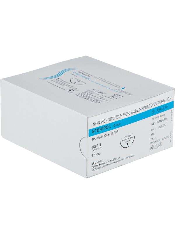 Шовный материал Стерипол 75 см 1/2 круг.кол 30 мм 1 (4) 36 шт/уп SFN680