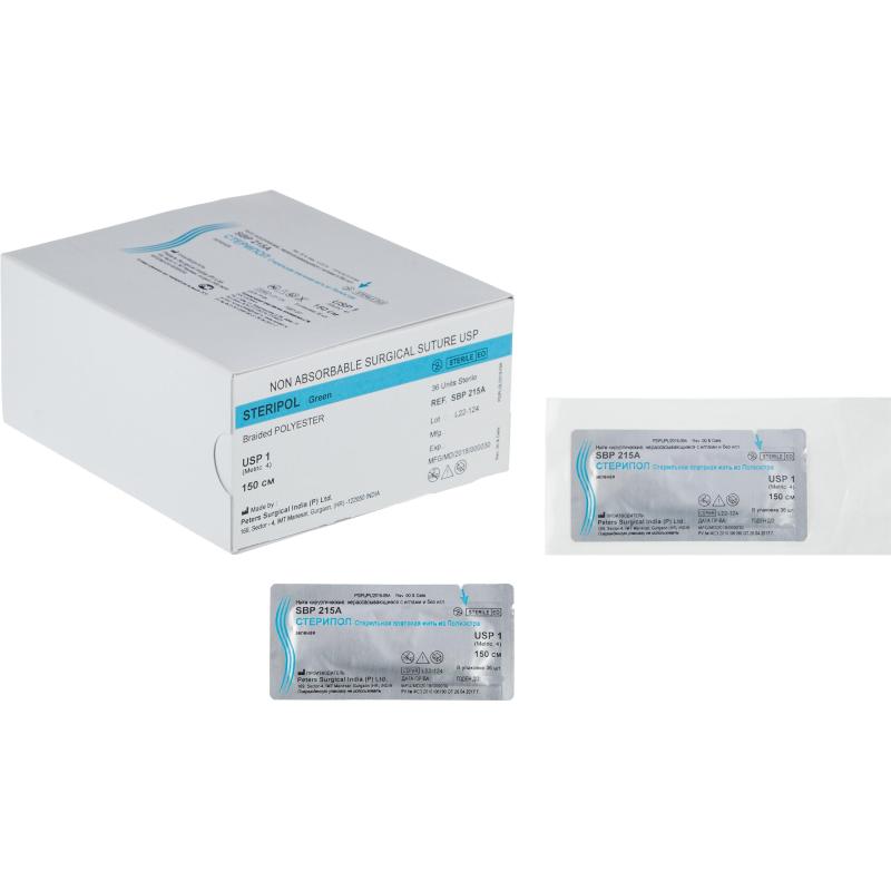 Шовный материал Стерипол 150 см 1 (4)  36 шт/уп SBP215A