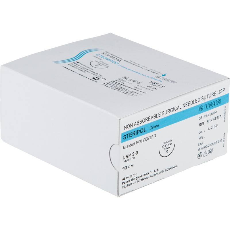 Шовный материал Стерипол 90 см 1/2 кол.реж. 25 мм 2-0 (3)36 шт/уп SFN68