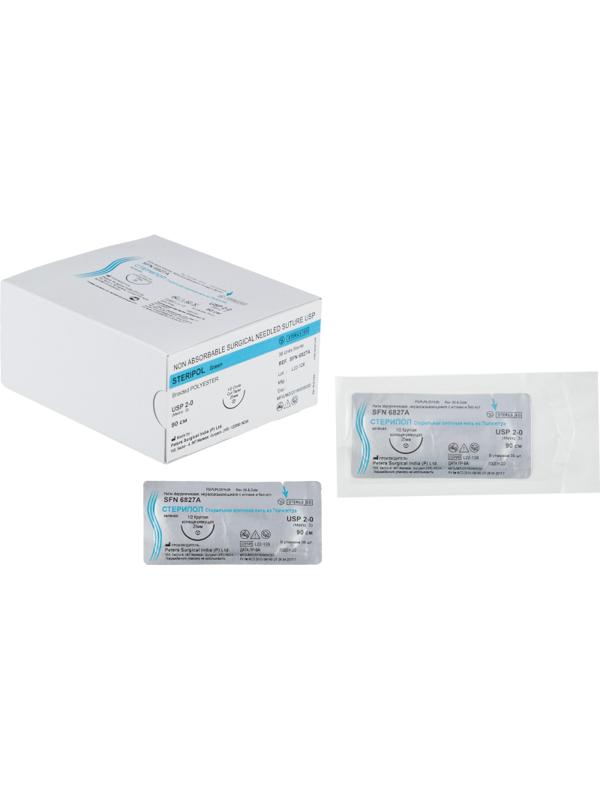 Шовный материал Стерипол 90 см 1/2 кол.реж. 25 мм 2-0 (3)36 шт/уп SFN68