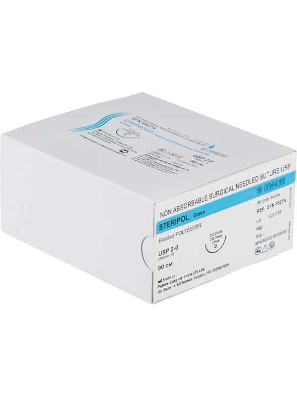 Шовный материал Стерипол 90 см 1/2 кол.реж. 25 мм 2-0 (3)36 шт/уп SFN68